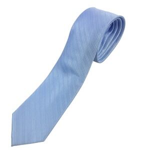 Enro Men's Silk Tie Baby Blue Striped Office Academia UNC Wedding Formal Classic